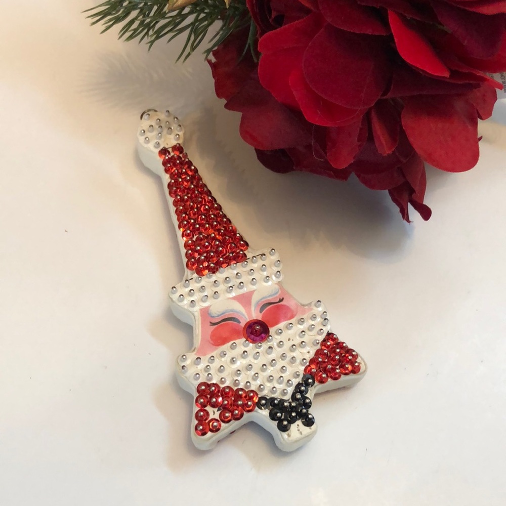 Mcm Santa Christmas Ornament Vintage MCM Handmade Pin Ornament Santa 🎄